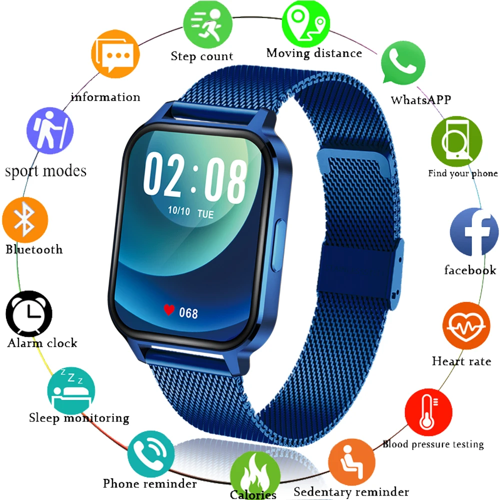 

GIAUSA Luxury Men Smart Bluetooth Watch Wristband Men Sport Clock Heart Rate Monitor Sleep Monitor Waterproof Smartwatch Men