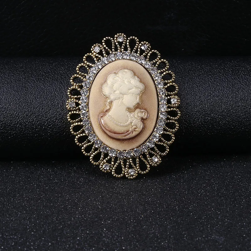 Wuli&ampbaby Flower Round Lady Face Badge Brooches For Women Vintage Beauty Figure Office Party Brooch Pins Gifts | Украшения и