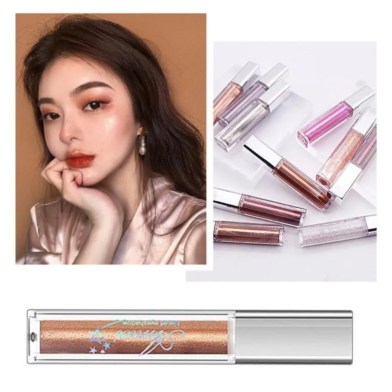 

10 Color Shining Liquid Eyeshadow Glitter Eye Shadow Long Lasting Waterproof Cosmetic Eye Lying Shimmer Eyeshadow Party Sil I7S9