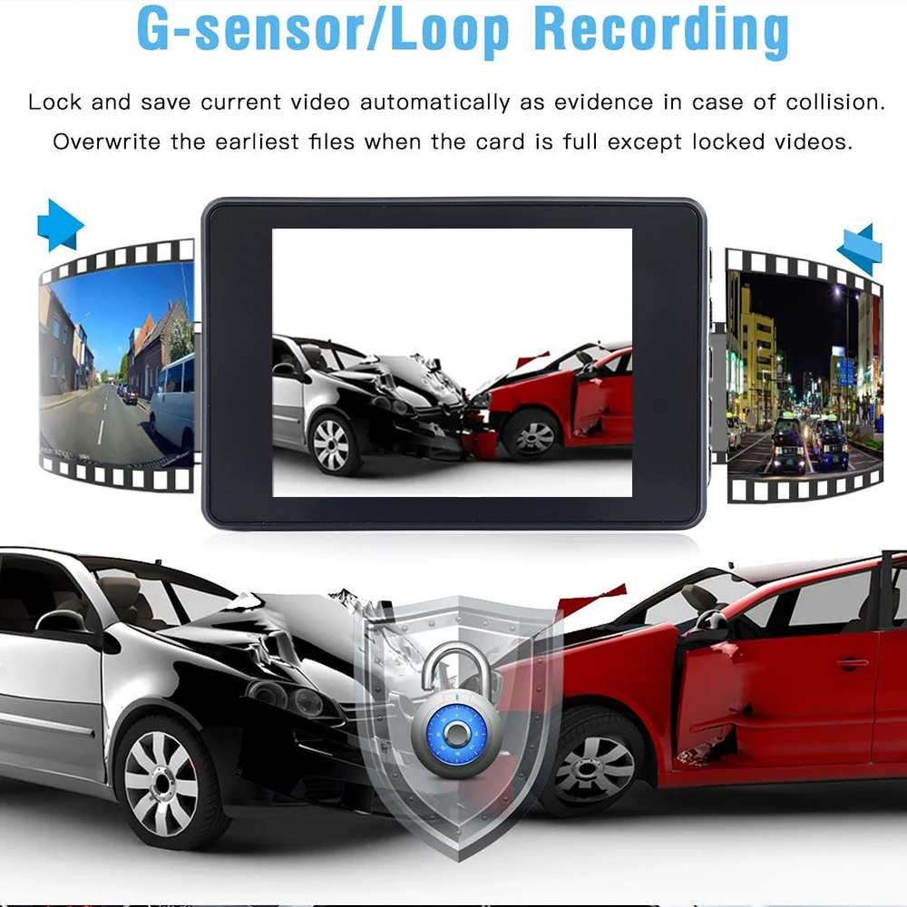 Автомобильный видеорегистратор с циклической записью g-сенсор многоязычная 170 °