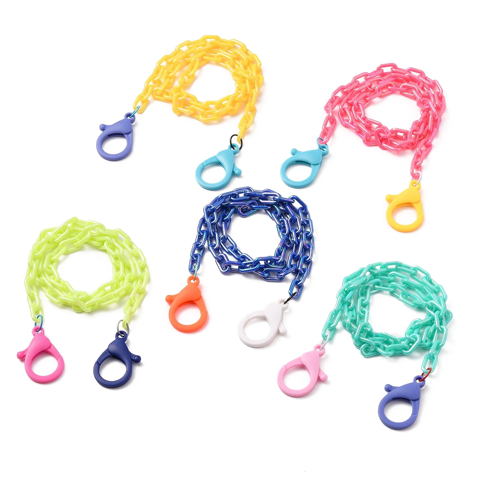 

25Pcs Mixed Color Acrylic Opaque Cable Chains With Plastic Lobster Claw Clasps for Bag Straps Replacement Accessories