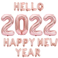 2022rose gold happy new year party decoration balloons set transparent confetti letter helium balloon wedding birthday globos