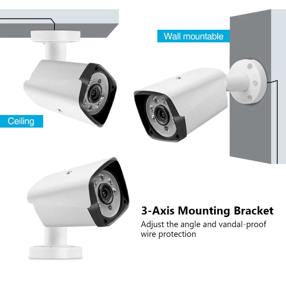 1MP/2MP/5MP наружная IP66 Водонепроницаемая домашняя камера безопасности 6 шт. лампа
