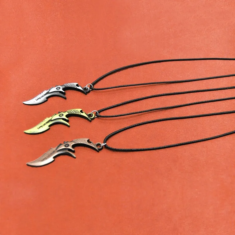 Мужское Ожерелье Подвеска Counter Strike сабля Винтажное колье-чокер из золотой кожи с