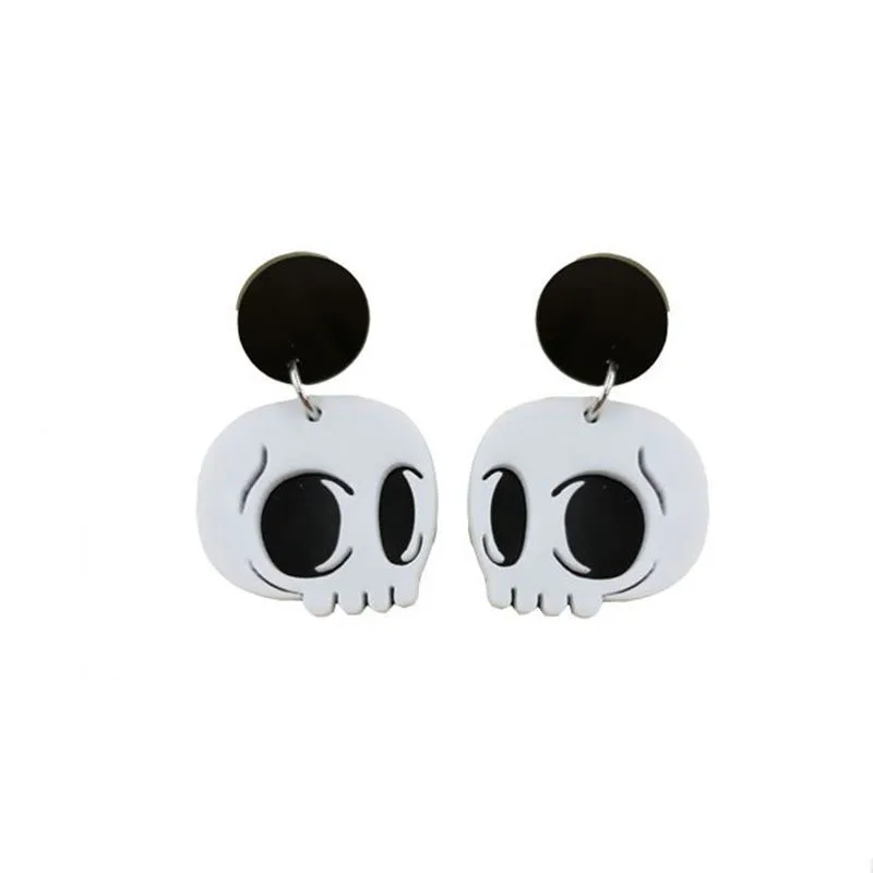 

Night Club Hip Hop Jewelry White Acrylic Skull Earrings Exaggerated Skeleton For Women