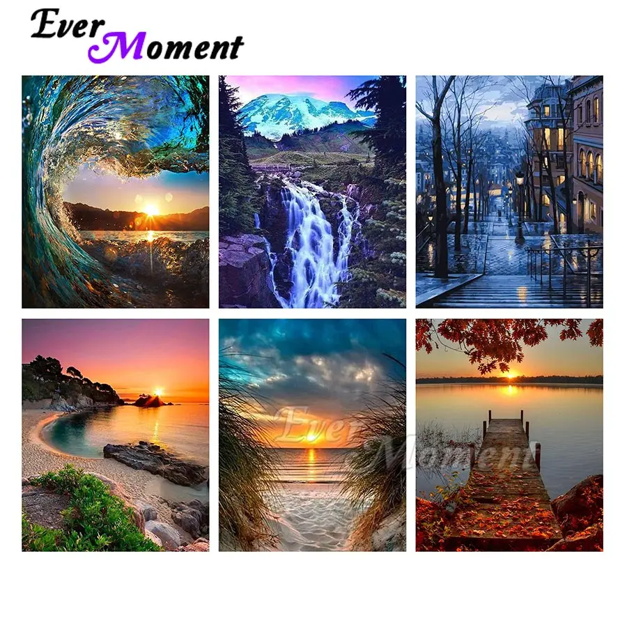 

Алмазная живопись с изображением заката, полноразмерная Алмазная вышивка из смолы, украшение для дома ручной работы ASF2123