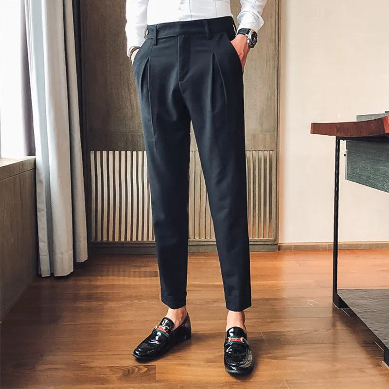 

Мужские деловые брюки Ropa, серые облегающие брюки, брюки для офиса, мужские черные брюки, 2019