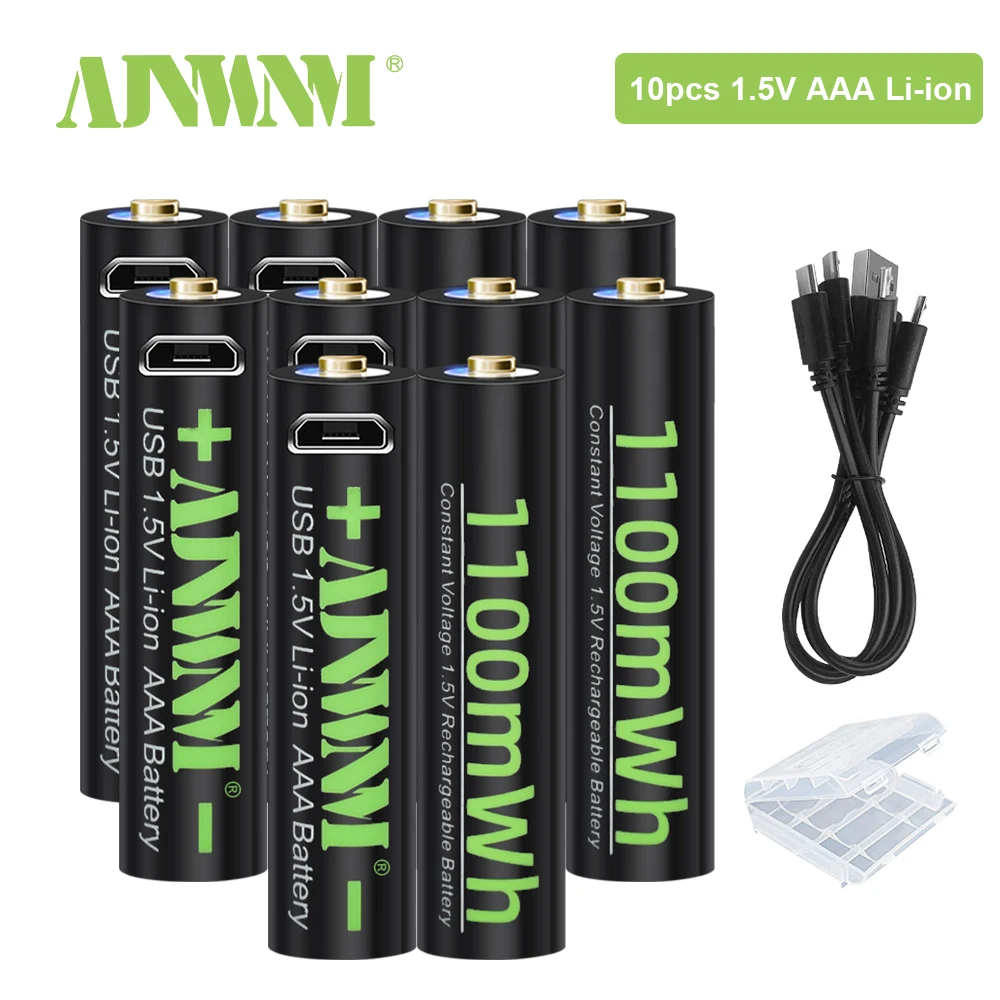 

AJNWNM 1100mWh 1.5V AAA Lithium Rechargeable USB Battery AAA 1.5V Li-ion Battery For Remote control Wireless mouse aaa battery