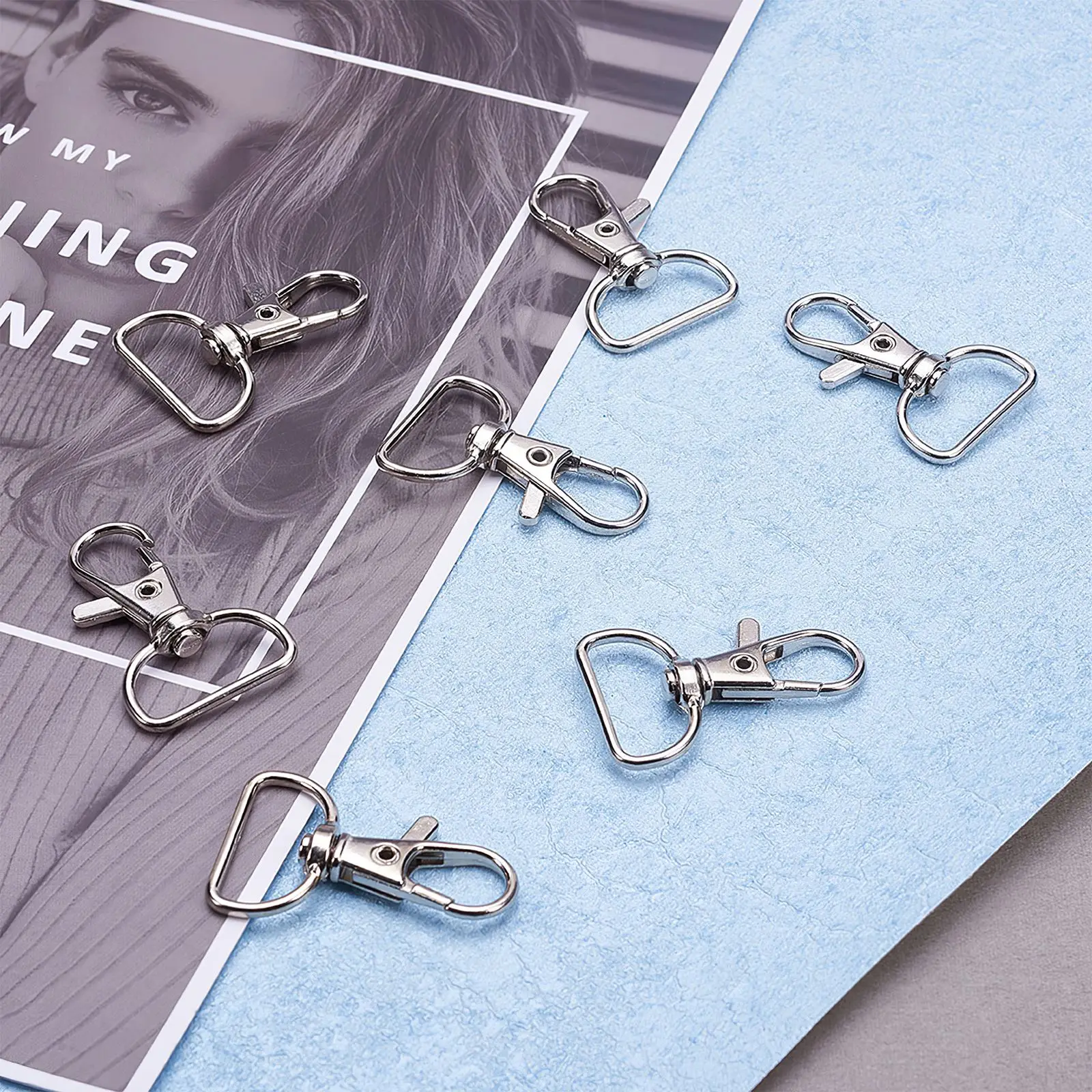 20pcs/Lot Silver Metal Key Chain Ring Swivel Lobster Clasp Clips Hooks Keychain Split DIY Craft Bag | Дом и сад