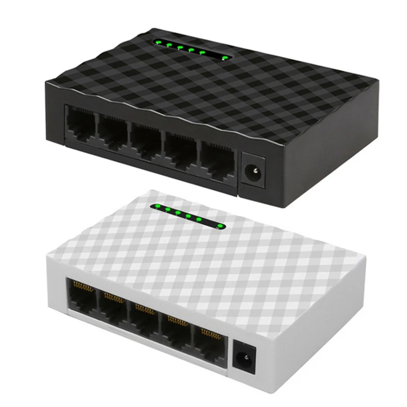 

5-Port Network Switch 4-Wire RJ45 Gigabit Ethernet 1000Mbps Splitter Travel Lan Switch Hub for PC Desktop EU Plug