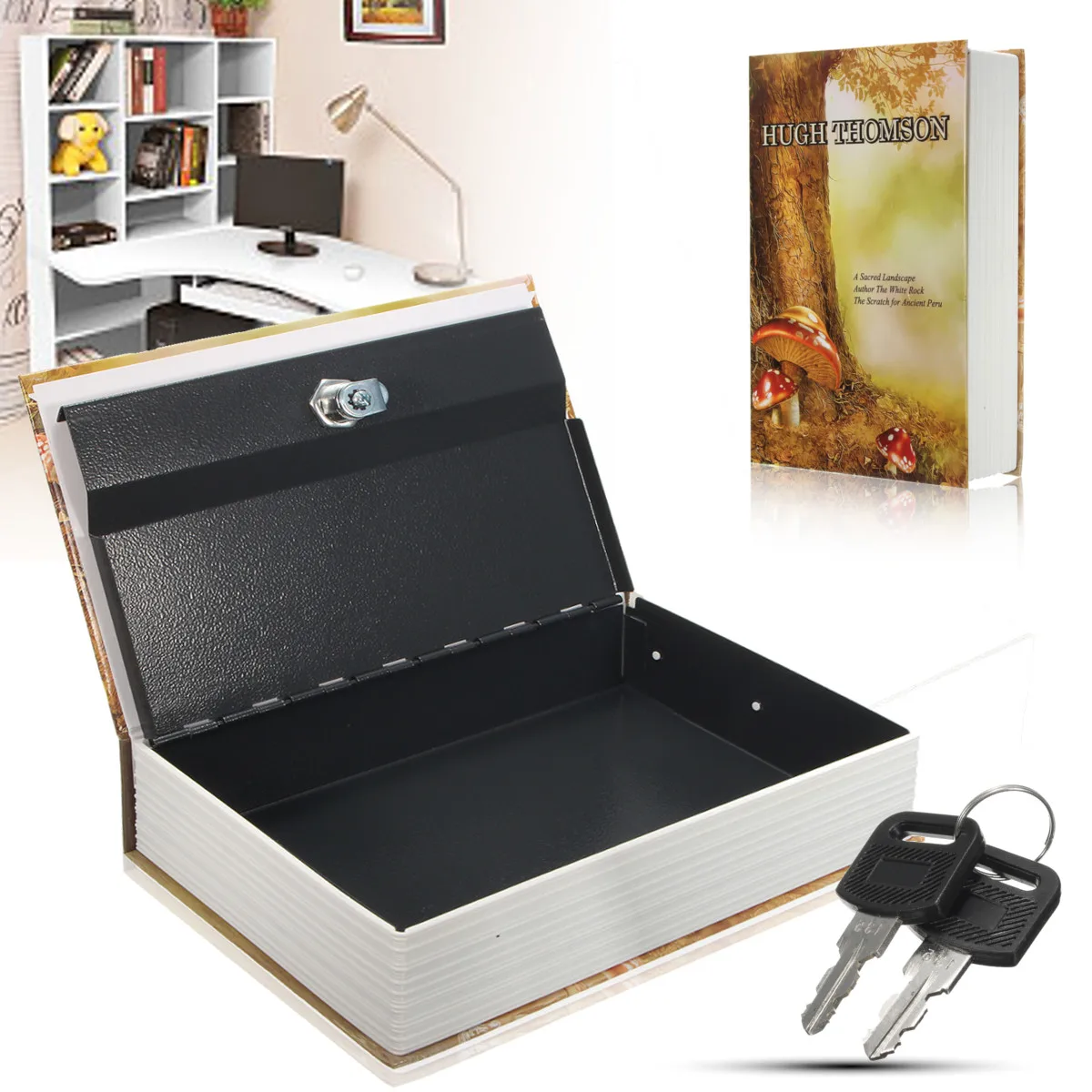 

Dictionary Mini Security Safe Box Book Hidden Secret Security Locker Safe Lock Certificate Storage Password Locker With 2 Keys