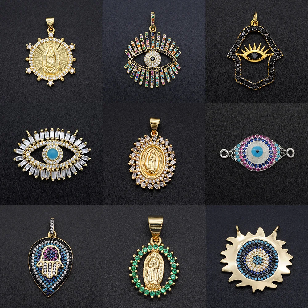Vni и Мия &quotсделай сам&quot с клипсами Дурной глаз CZ чары Оптовая крест Девы Марии