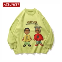 atsunset anime comic fat grandpa and grandson sweater pullover 2021 hip hop streetwear vintage style harajuku knitted sweater