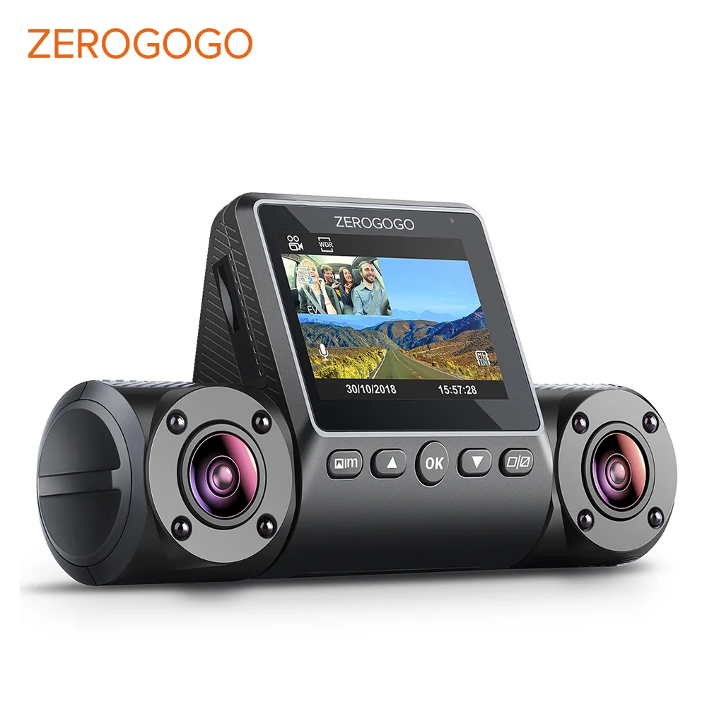 Видеорегистратор ZEROGOGO R2 с двумя объективами, двойная камера 1080 P, видеорегистратор Full HD, Автомобильный видеорегистратор, видеокамера, супер ночное видение, режим парковки, конденсатор, WDR