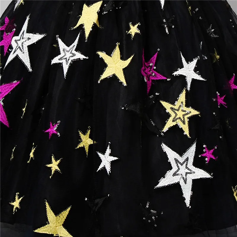 Baby Girls Dress For Formal Party Dresses Kids Princess Christmas Ball Bling Stars White Black Children Clothing 10T | Детская одежда и