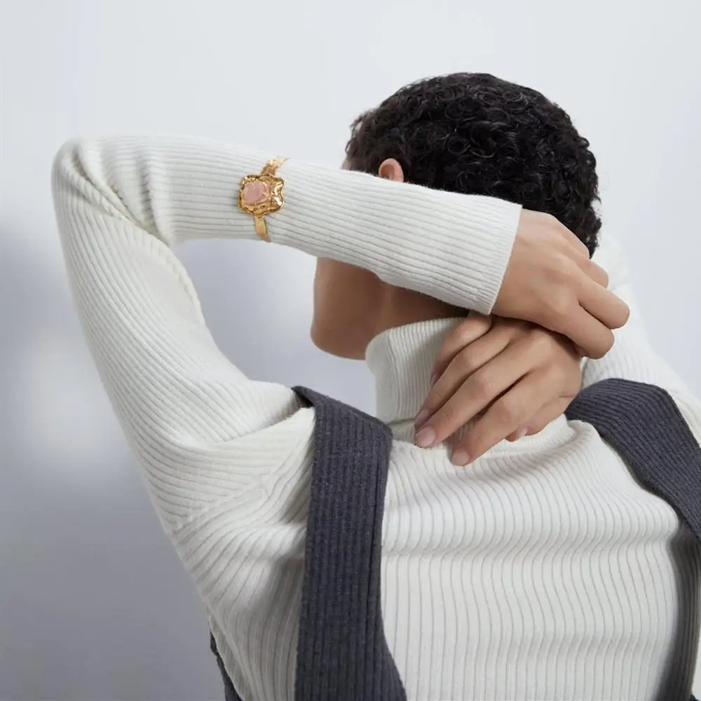 Новинка 2020 Модные Винтажные золотистые металлические браслеты ZA в виде вишни