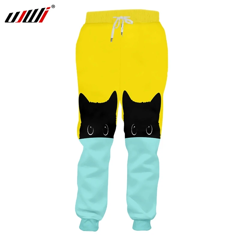UJWI Новое поступление женские/мужские крутые штаны с принтом желтого синего цвета