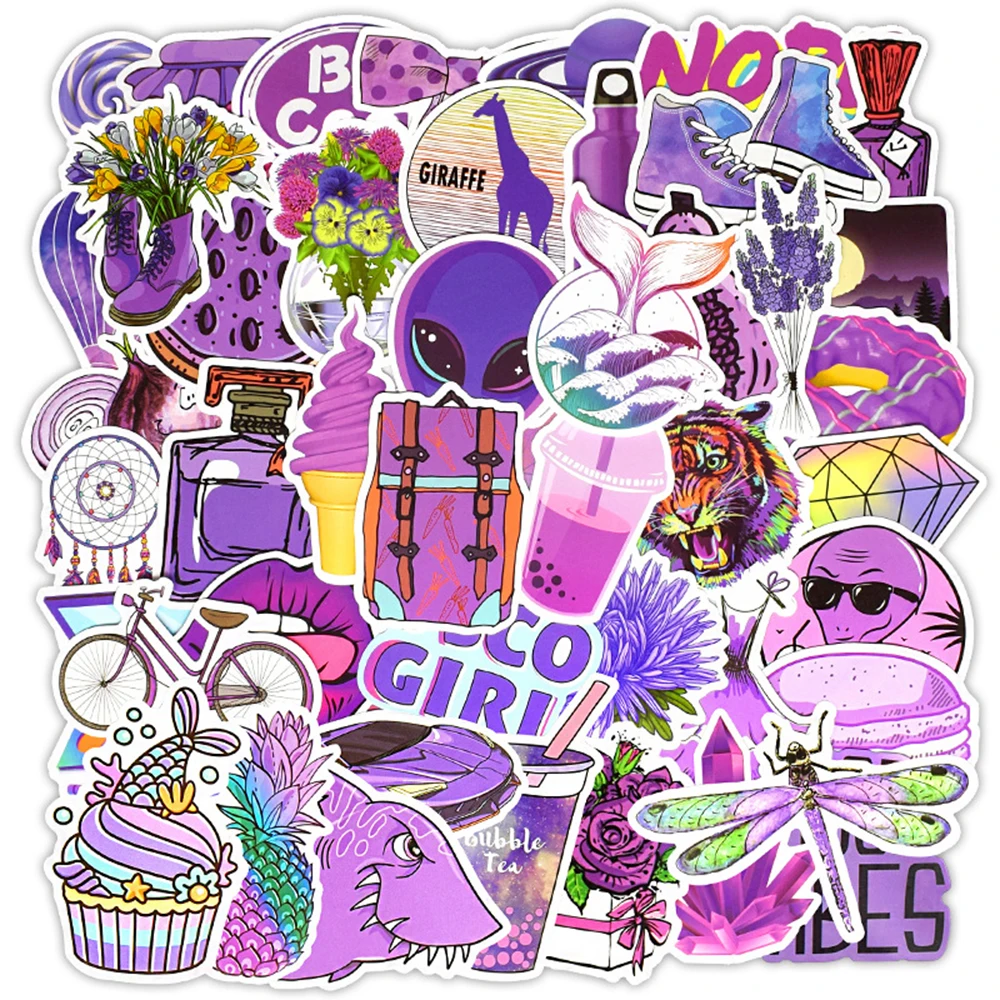 

50 шт Мультяшные фиолетовый INS Стиль наклейки Мода ноутбук виниловые наклейки для автомобиля скейтборд чемодан холодильник тетрадь игрушка ...