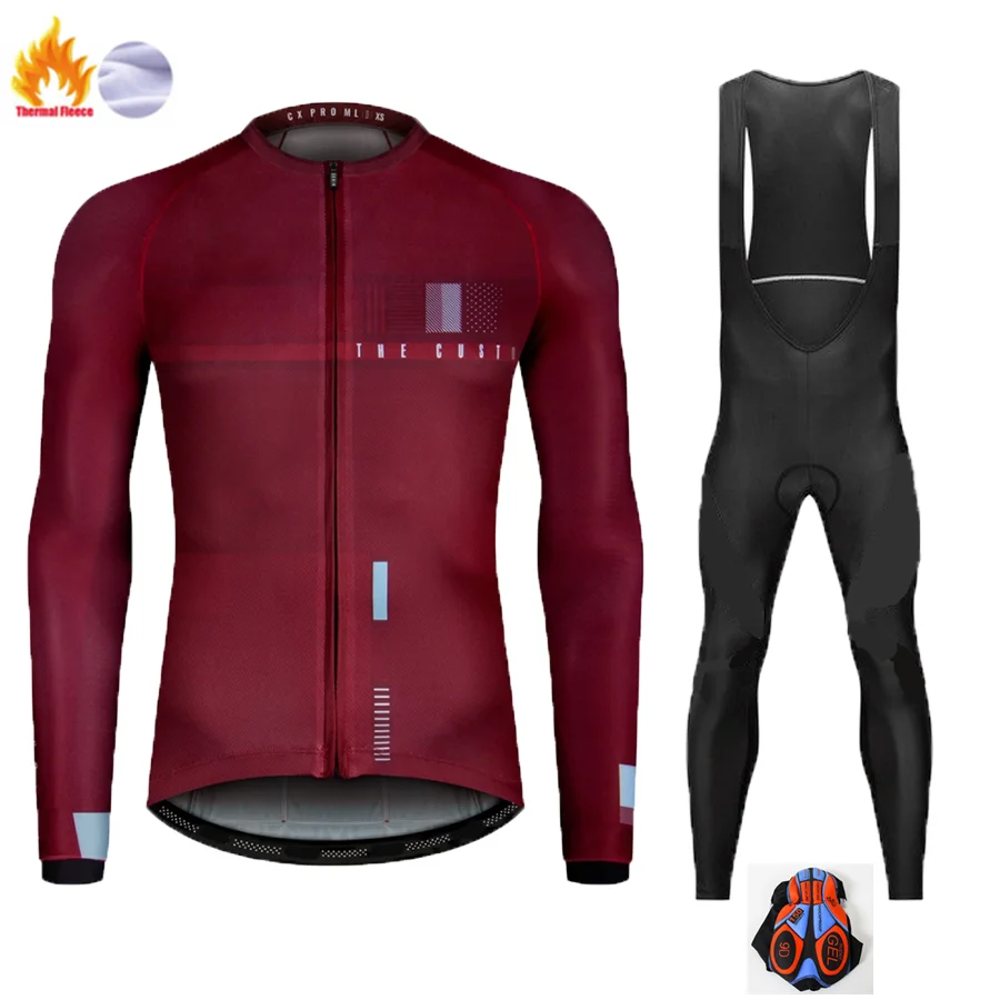 Winter Cycling Suit Зимняя одежда для велоспорта, одежда для езды на велосипеде с длинным рукавом, комплект Джерси для верховой езды, термальный флисовый Майо, Ropa Ciclismo Invierno, сохраняющий тепло - Цвет: Winter Cycling Suit