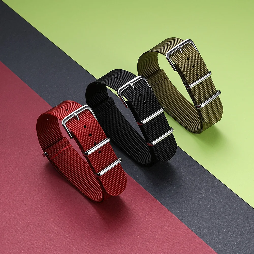 IStrap 3 шт нейлоновые ремешки для часов 18 мм 20 22 Zulu ремешок тканевый многоцветный