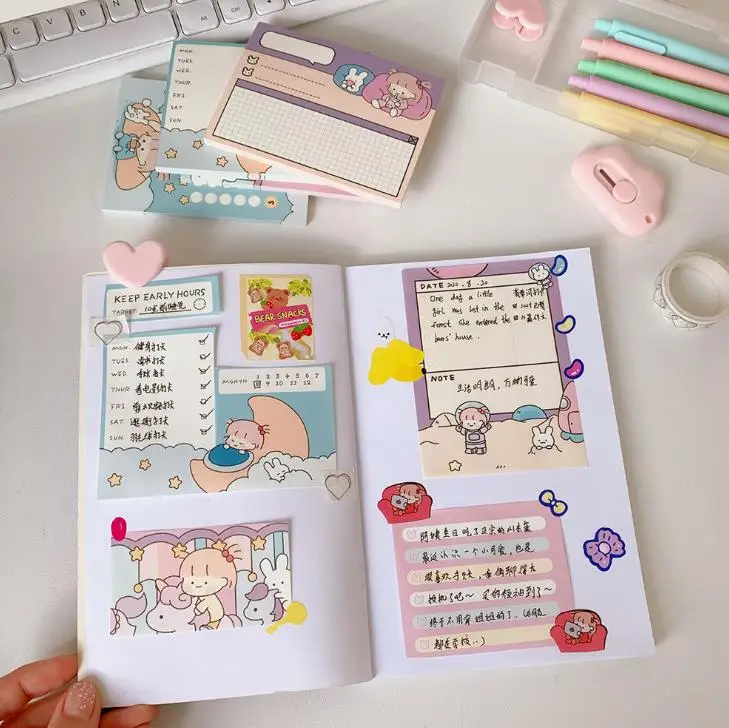 

1 Pcs Cute 50 Sheets Girls Paper Memo Pads Notepad Student Sticky Notes To Do List Weekly Planner Stickers Korean Stationery