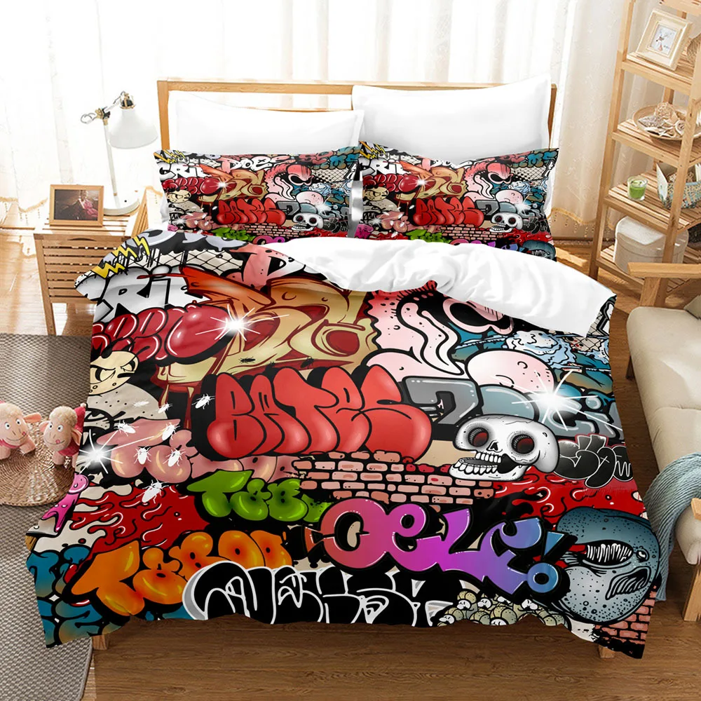 

Cartoon Graffiti Bedding Set for Baby Kids Child Crib Duvet Cover Set & Pillowcase Edredones Niños Blanket Quilt Cover