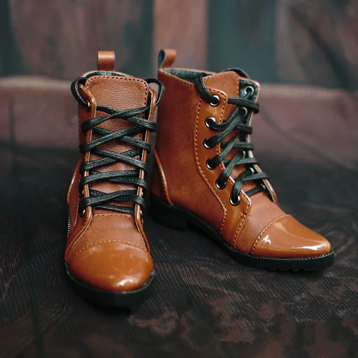 

BJD doll shoes fit 1/3 size uncle Martin high top British style Korean style boots with splicing brown lacing leather boots
