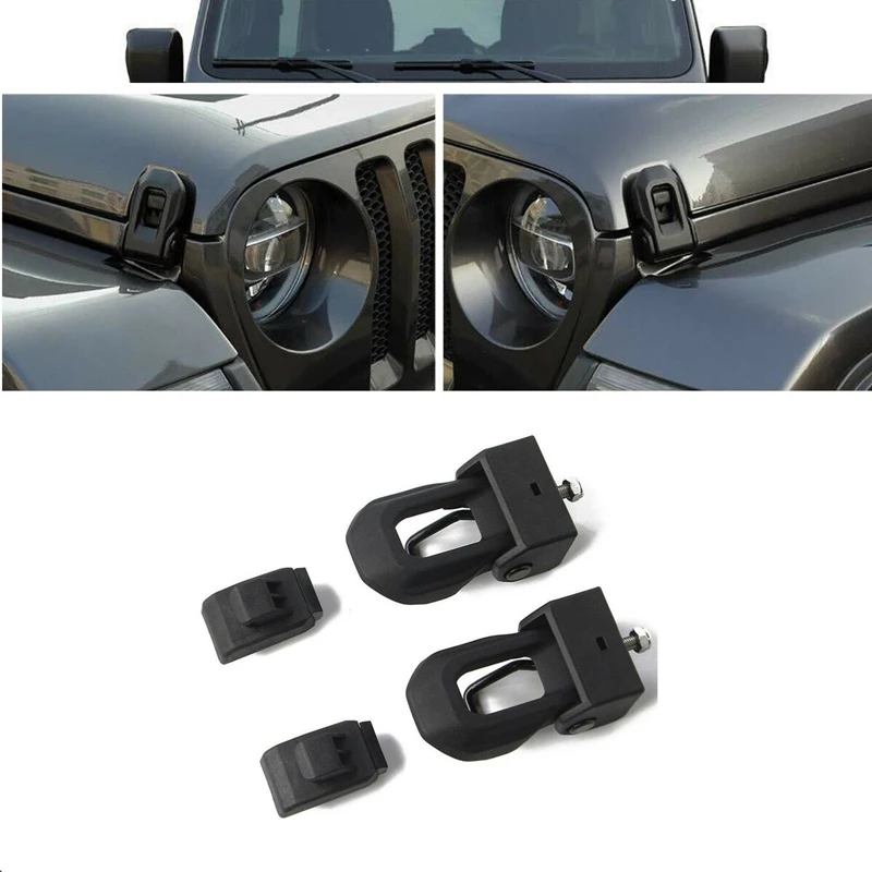 

Cover Buckle Hinge Hood Lock Left and Right Hood Latch Kit 68240952AD 68240951AB for 18 Wrangler JL
