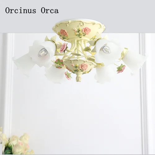 Роскошная белая Полимерная потолочная лампа во французском стиле романтическое