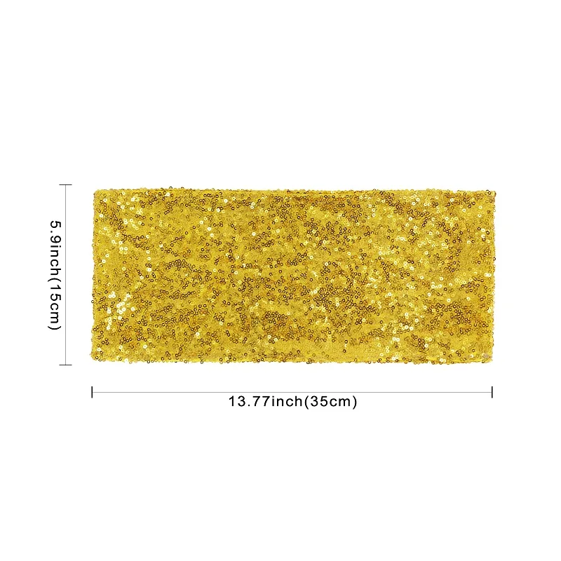 Sequin Gold 34x15 см роскошный бронзированный Блестящий стул с блестками, пояс для стула, бант, ремешок, воротник для свадьбы, отеля, события, чехол для стула для вечеринки, Декор - Цвет: Sequin Gold