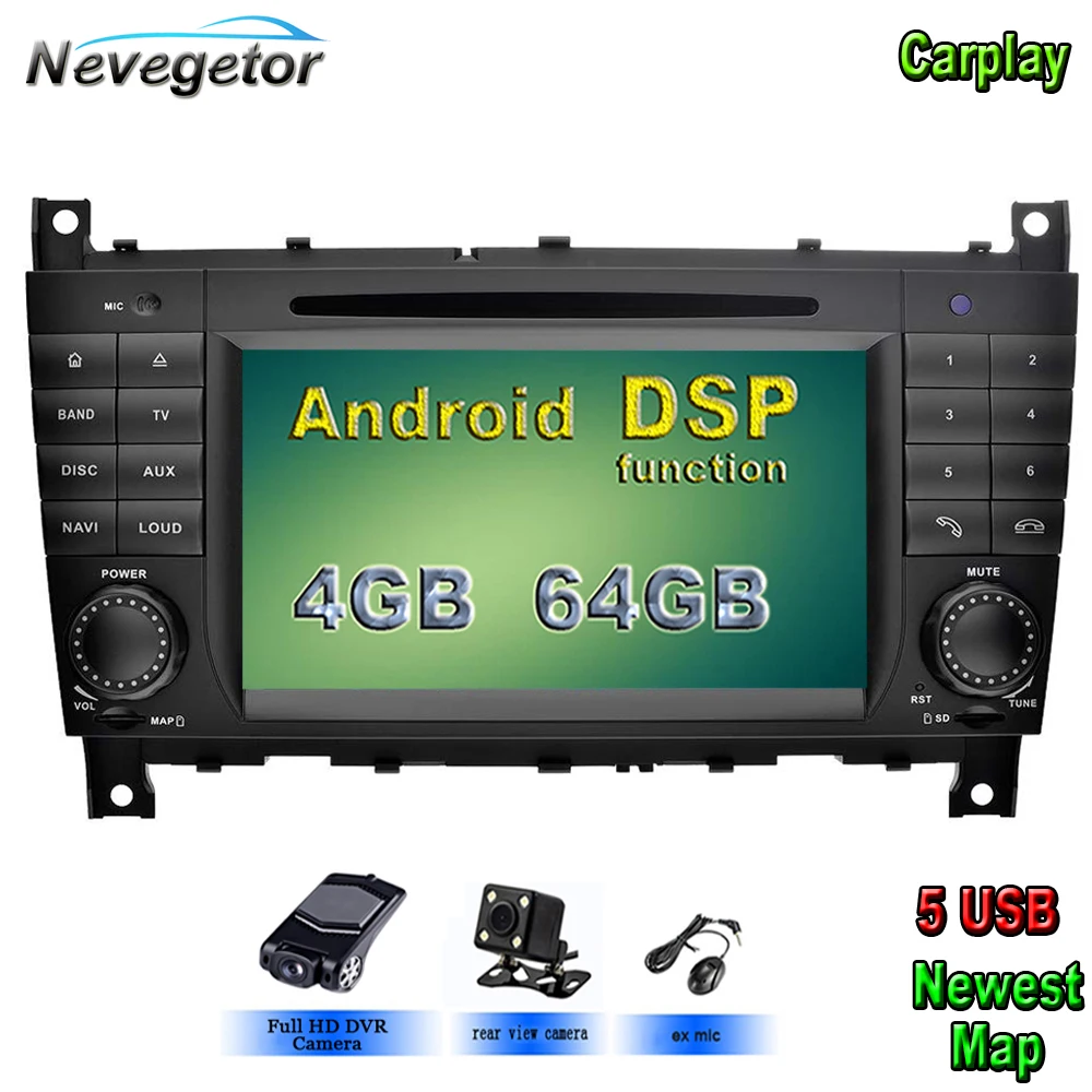 5 USB Android 10 автомобильный мультимедийный плеер для Mercedes/Benz W203 W209 W219 W169 A160 C180 C200 C230 C240