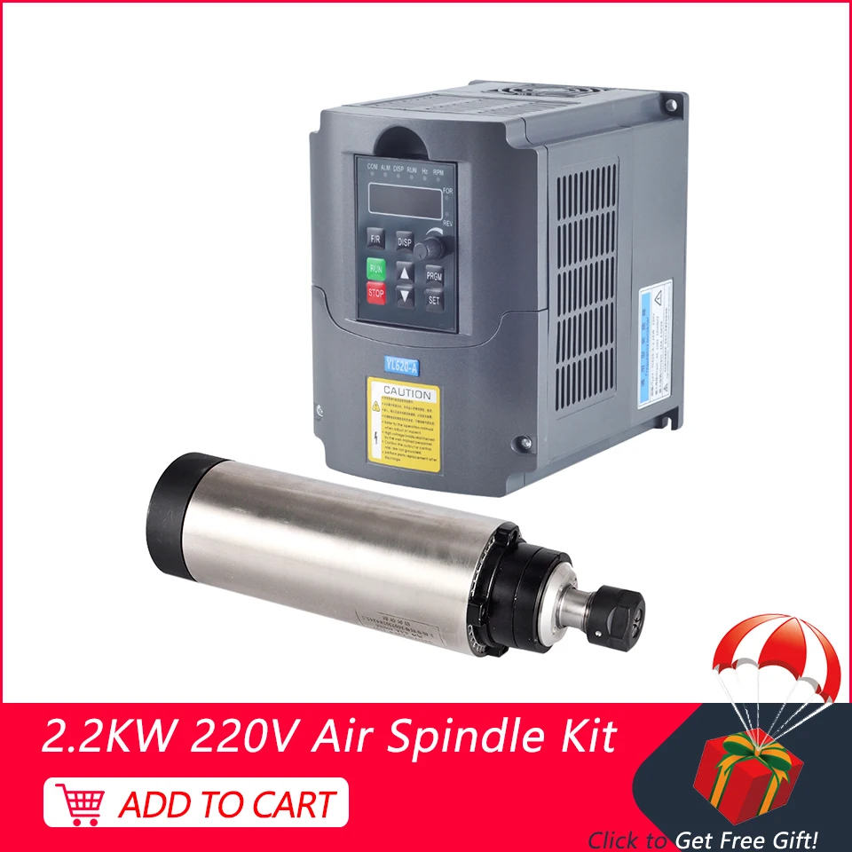 Шпиндель с ЧПУ 2.2KW ER20 воздушным охлаждением мотор шпинделя 220В VFD конвертер
