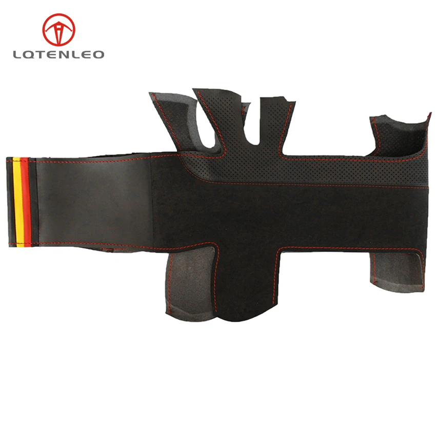 

LQTENLEO Black Leather Suede Car Steering Wheel Cover for Audi A4 S4 2005-2012 A6 S6 A8 2006-2011 S8 2007 Seat Exeo 2009-2012