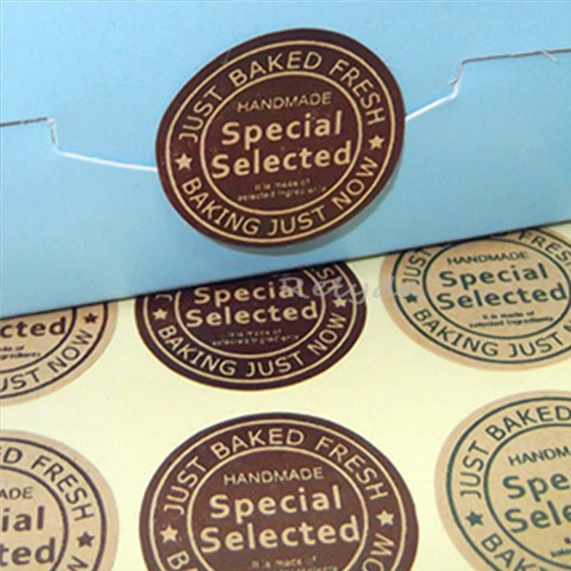 200pcs 23x23mm Free shipping custom bakery cake cookie candy gift hand made kraft label packaging sealing stickers adhesive tag |