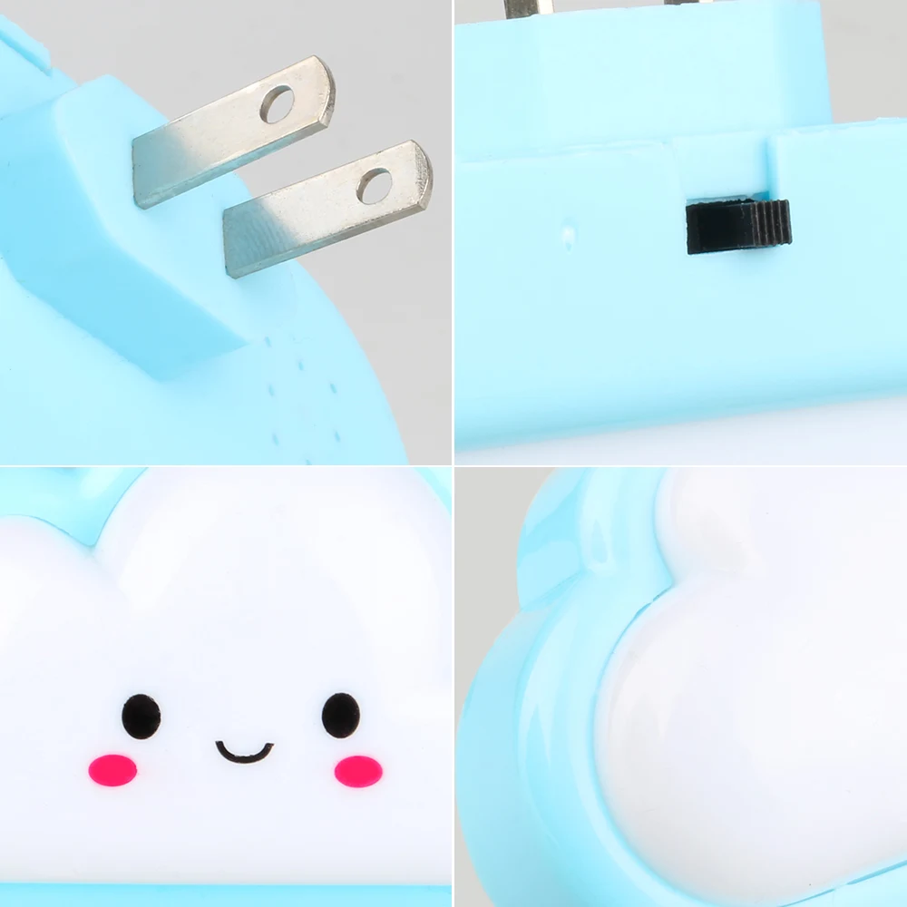 Светодиодный ночсветильник с мультяшным улыбающимся облаком подключаемый