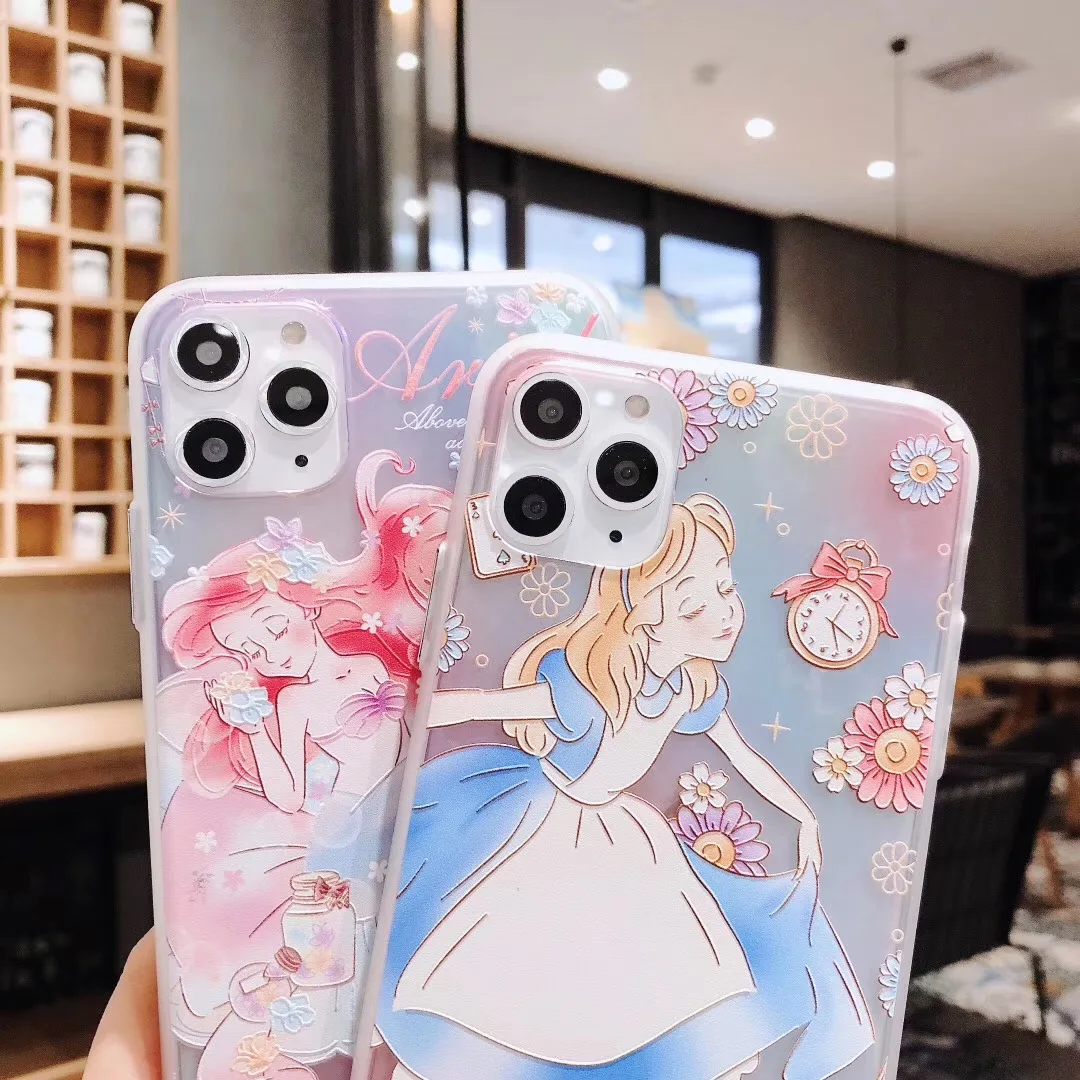 Cute Cartoon Princess girl Alice Mermaid Rapunzel Phone Case For Apple iPhone 7 8 7Plus 8Plus 11 Pro X XS Max XR soft tpu Cover |