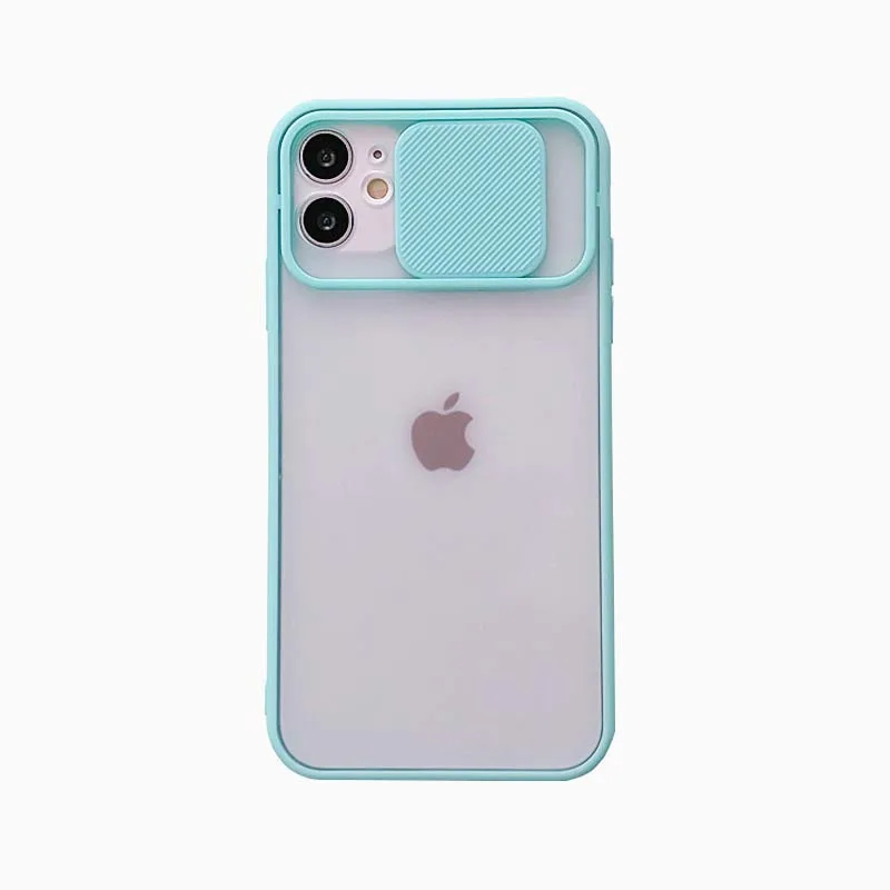 

Sliding Camera Lens Protection Case For 12 PRO MAX mini XR X XS SE2 7 8 PLUS Matte Candy Color Soft Cover Case For 11