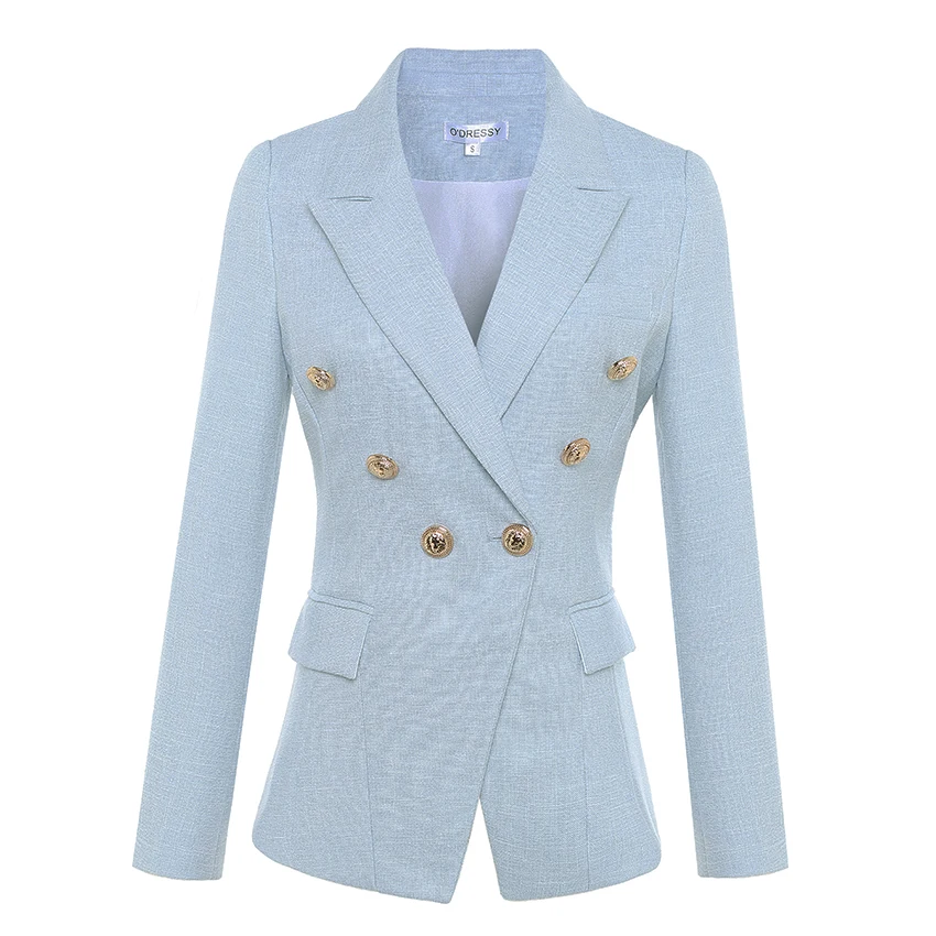 

HIGH QUALITY Newest 2019 Designer Blazer Women's Long Sleeve Double Breasted Metal Lion Buttons Blazer Jacket Outer