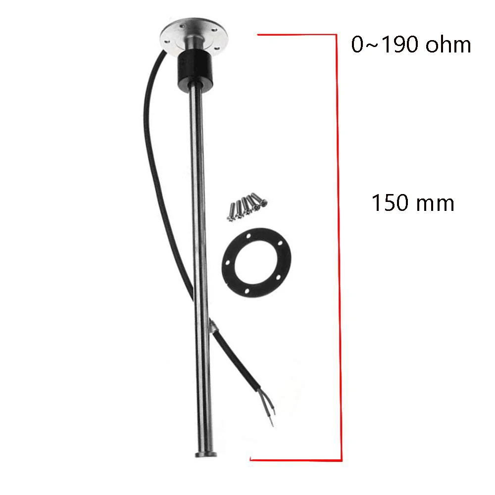 Датчик уровня топлива для масляного бака из нержавеющей стали 240ohm/190ohm поплавковый выключатель с 200 мм 300 мм 350 мм 450 мм - Цвет: 150mm 0-190ohm