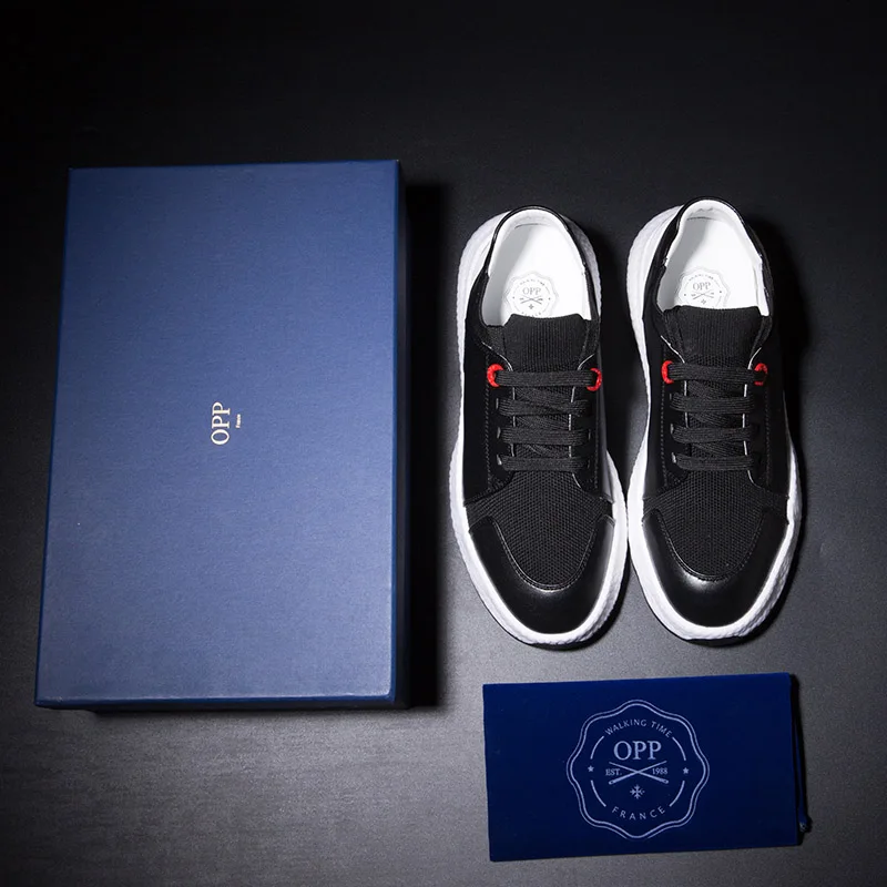 

OPP Men's Shoes Cow Leather Flats Fashion Shoes Genuine Leather Lace-up Sports Shoes Men's Casual Footwear Sneakers