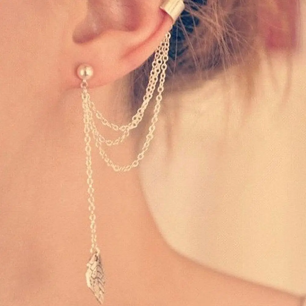 

Tassel Ear Bone Clip Gold Leaves Non-Piercing Ear Clip Accessories Jewelry Clip Earrings Women Earring Girls Elegant Y8V8