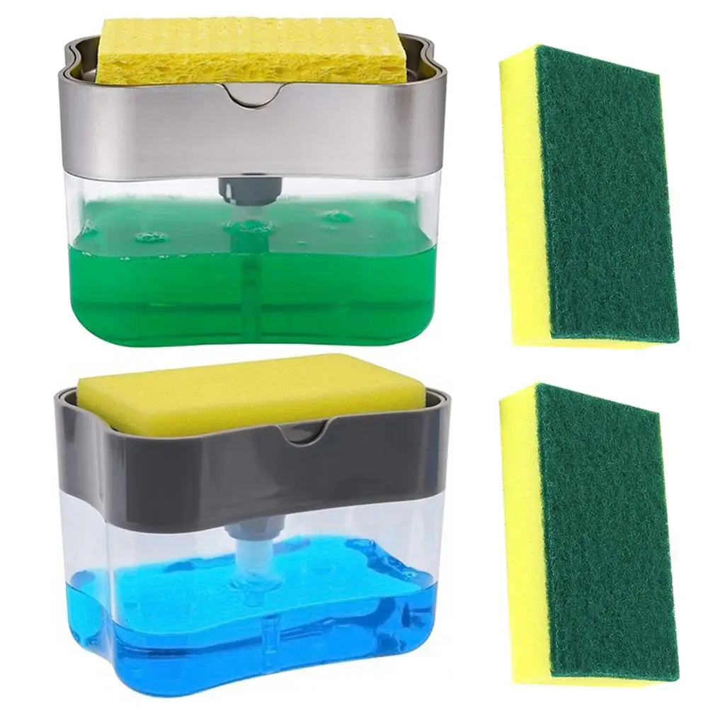 Диспенсер для мыла хранилище насос губка Caddy Творческий Кухня 2-в-1 Ручной Пресс