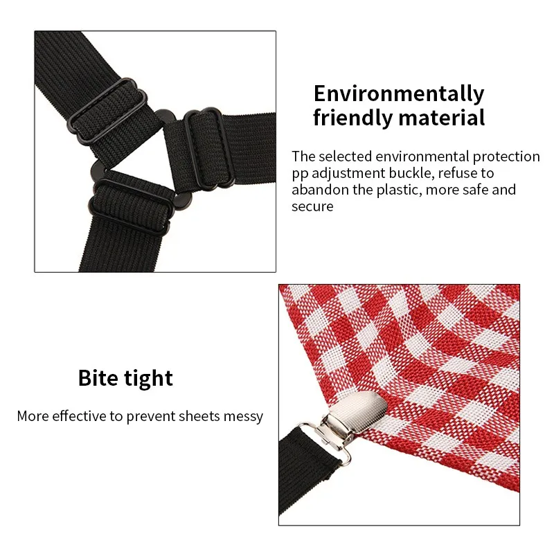4pcs Adjustable Bed Sheet Clips Bed Sheets Grippers Mattress Blankets Elastic Non-slip Clip Holder Fasteners Straps Fixing Belt
