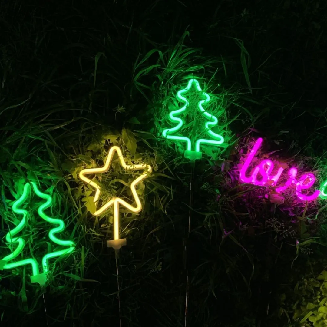 

Genuine Guarantee LED Neon Solar Love Rainbow Shape Night Lamp Decorative Lighting Outdoor Lawn Ground Plug-in Night Lights