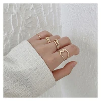 5pcsset golden silver color metal open concise rings irregular spiral hand jewelry women girl fashion accessories for friends
