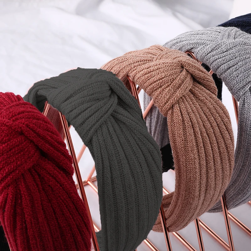 Женский обруч для волос в стиле ретро красная элегантная вязаная повязка с