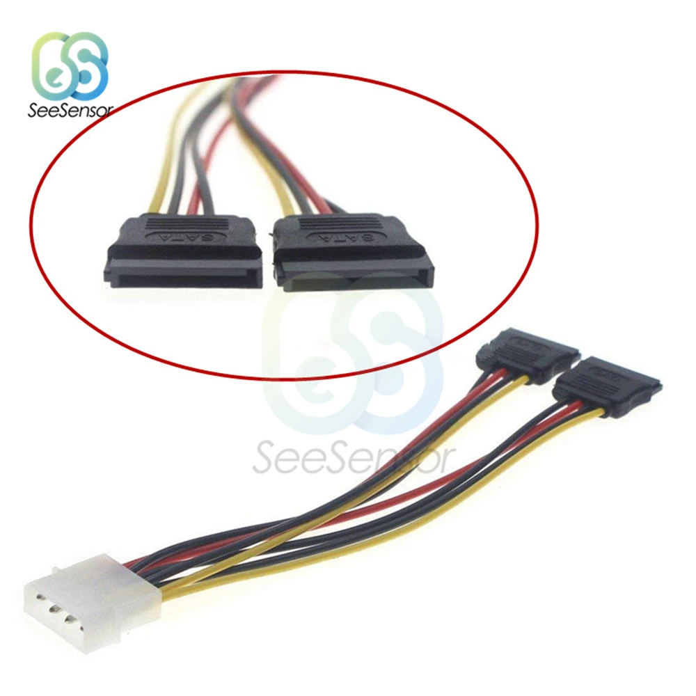 4Pin IDE силовой сплиттер Штекерный к 2 женским ATA/SATA кабель жесткого диска питания 15