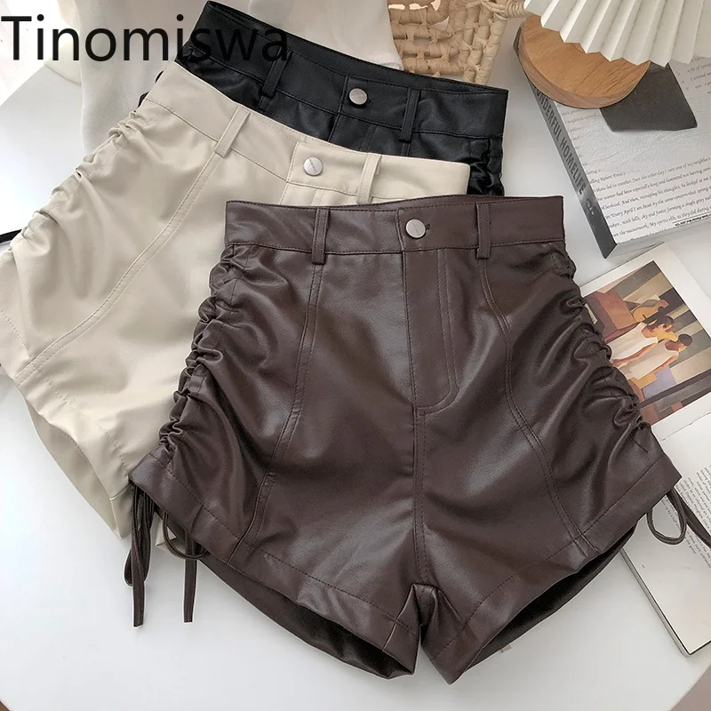 Шорты Tinomiswa женские на шнуровке с завышенной талией однотонные Короткие штаны из