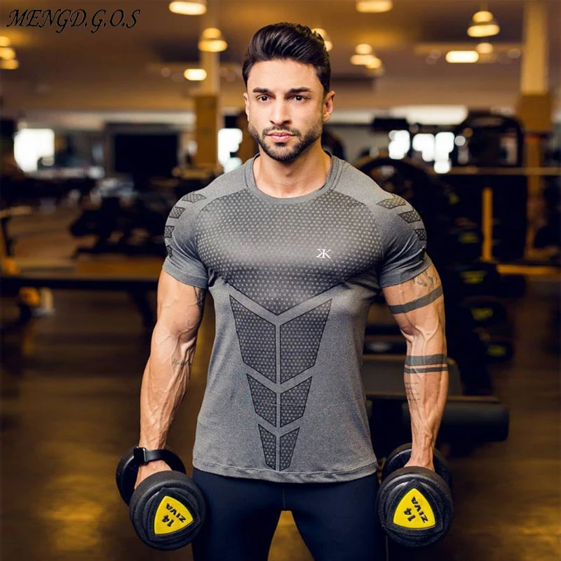 Мужская Повседневная футболка с коротким рукавом серая круглым вырезом для