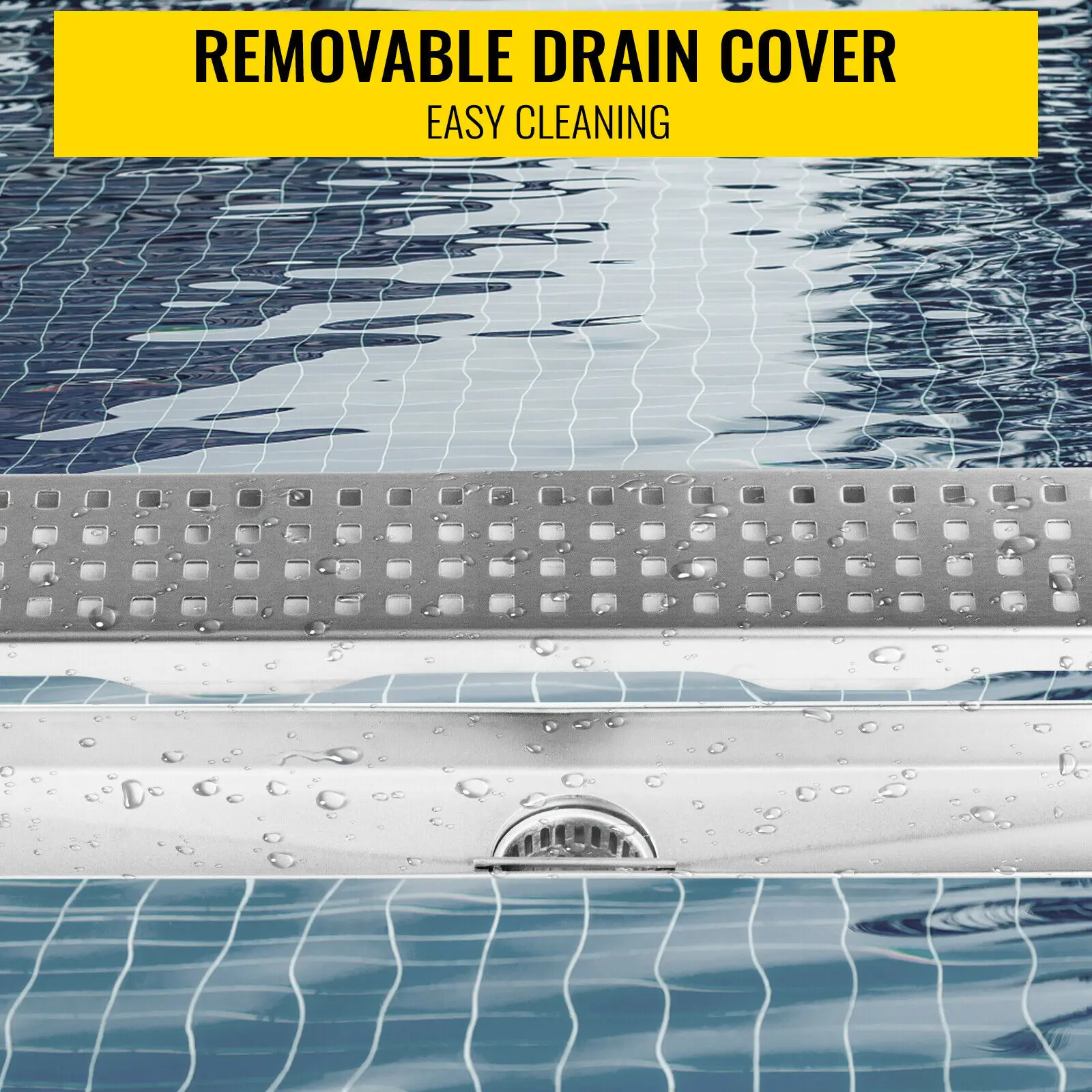 vevor linear shower drain floor trench drain 30lmin stainless steel removable cover for hotel bathroom kitchen toilet drainning free global shipping